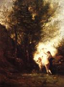 camille corot A Nymph Playing with Cupid(Salon of 1857) oil painting